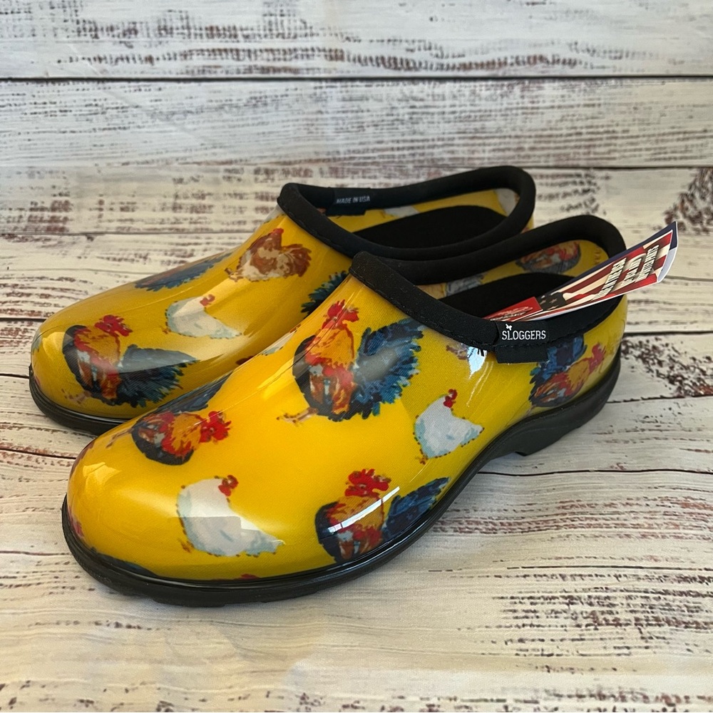 Sloggers Yellow Chicken Waterproof Gardening/Rain Shoes Size 8 NWT